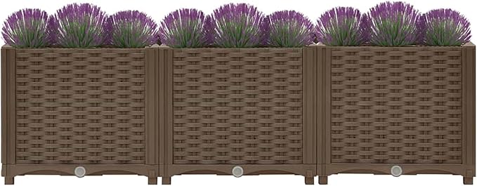 Elevated Planter Bed - Brown Polypropylene Large Capacity 120x40x38 cm Easy Assembly