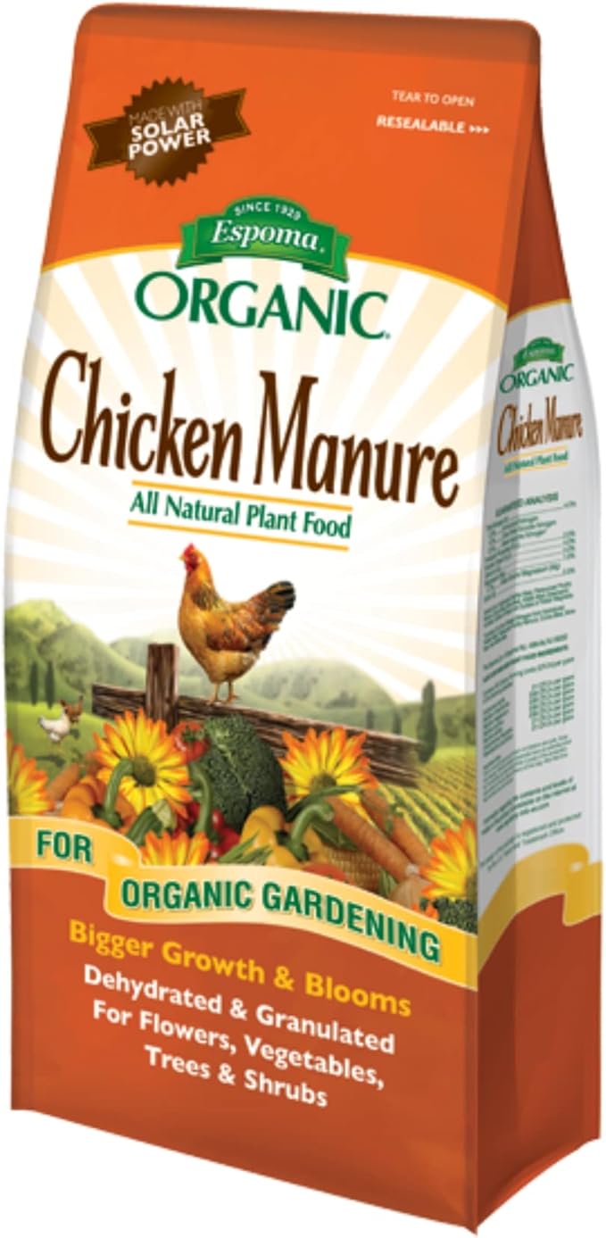 Espoma Organic Chicken Manure 5-3-2 Plant Food 25lbs Pack of 3 - All Natural Dehydrated Granular Fertilizer for Bigger Growth and Blooms