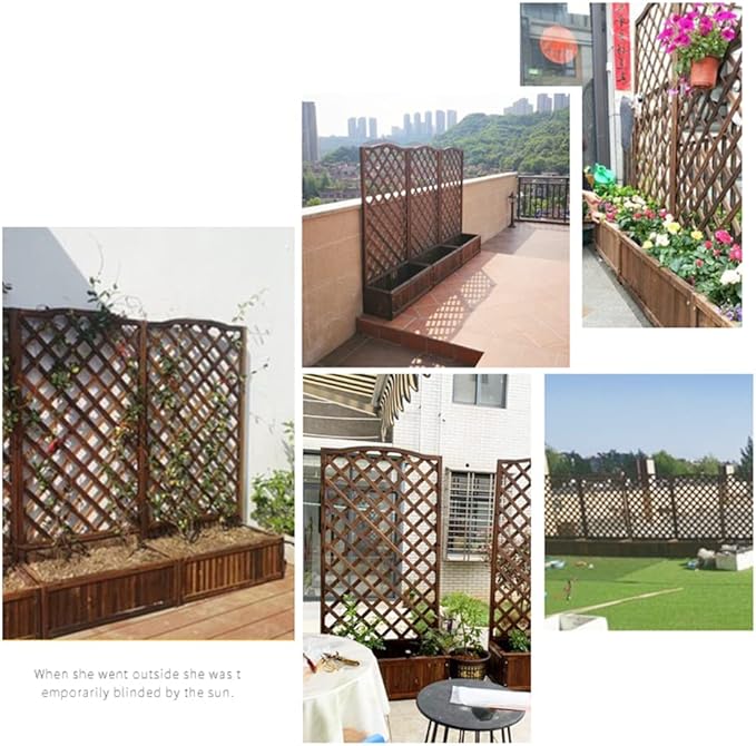 Generic Wood Planter Raised Bed with Trellis Outdoor Natural Wooden Garden Bed Planter Box Kit for Vegetables Herbs Flowers Tomato And HerbsNatural60x35x90cm