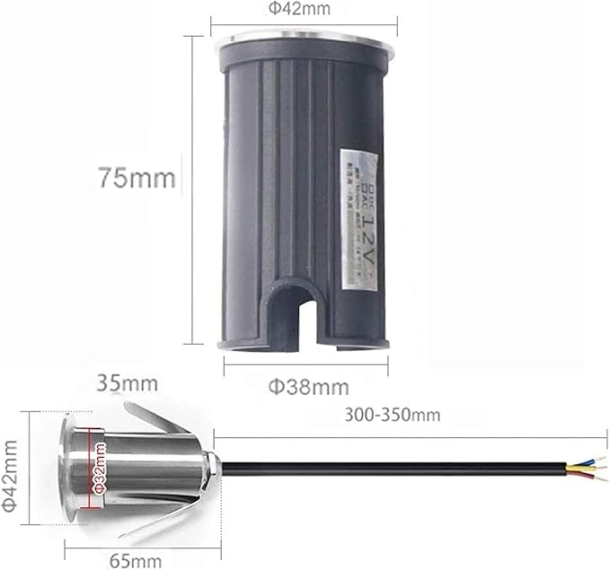 Outdoor Fountain Landscape Lamp IP68 Waterproof Garden Buried Lights AC 12V Low Voltage Underwater Pond Light 30° Beam Angle Waterfall Recessed SpotlightWhite Light 3w75mm