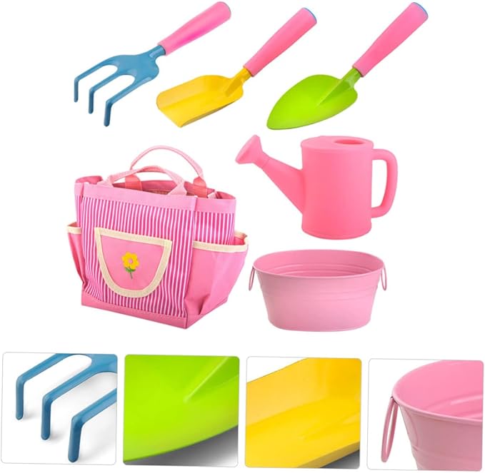 Yardwe 1 Set Mini Gardening Tools for Vegetable Planting Kit with Rake and Shovel Lightweight and Outdoor for Family Fun and Parent Interaction