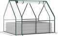 4' x 3' Galvanized Raised Garden Bed with PVC Greenhouse Cover Outdoor Metal Planter Box with 2 Roll Up Windows for Growing Flowers Fruits Vegetables and Herbs Clear