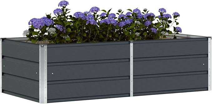 Steel Raised Garden Bed for Gardening Metal Planter Box for Vegetables Fruits Flowers 62.99 x 31.50 x 17.72 in Anthracite-642