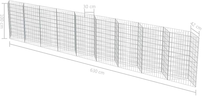 Outdoor Garden Gabion Wall Gabion Stone Basket Planter Raised Vegetable BedSteel Garden Decoration Galvanized Steel 248x11.8x39.4