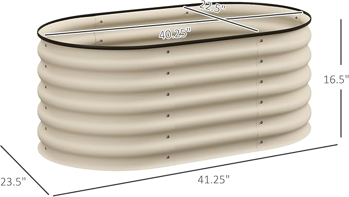 3.5' x 2' x 1.4' Galvanized Raised Garden Bed Kit Outdoor Metal Elevated Planter Box with Safety Edging Easy DIY Stock Tank for Growing Flowers Herbs Vegetables Green