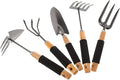 POPETPOP Professional Garden Tool Set 5-Piece Kit Shovel Rake and Spade for Excavation Weeding