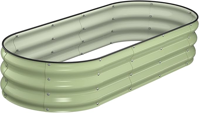 Raised Garden Bed Kit 5x2x1 ft Galvanized Planter Box Outdoor with Safety Edging Large Metal Raised Beds for Gardening Vegetables Flower Fruits (Avocado Green)