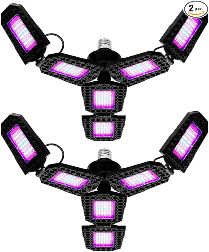 2Pack 300W Adjustable LED Red Blue Plants Lamping UV/IR Greenhouse Tent Planting Box Lamps 100-277V Full Spectrum Seeds Hydroponic Lamp Indoors Vegetable Fruits Fill Lightings Flowers Potted