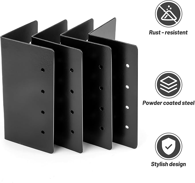 Raised Garden Bed Corner Brackets for Flower Vegetable Furniture Planter Wood Garden Bed Box Black Metal Corner Brackets Decorative with Screws (Matte Black -8pack 3x3x6)