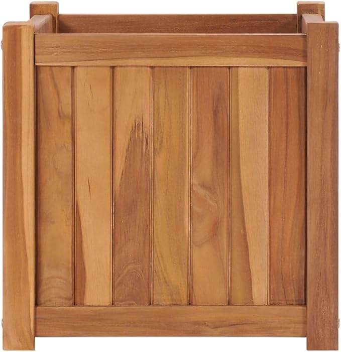 vidaXL Durable Solid Teak Wood Raised Bed - Square Garden Planter with Large Capacity Easy Assembly and Unique Wood Grain Finish Ideal for Outdoor or Indoor Use 15.7x15.7x15.7