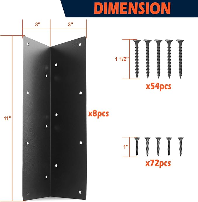 Set of 8 Raised Garden Bed Corner Brackets with Screws for 20-24 Bed Rust Resistant Raised Bed Corners and Metal connectors 11 x 3 x 3 for Garden Vegetable Planter