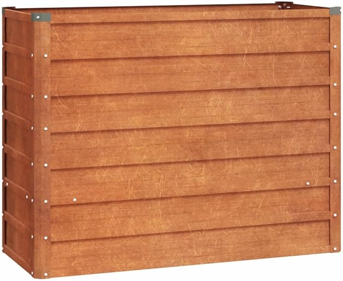 YAFF Garden Raised Bed Corten Steel Rusty Brown 39.4 x 15.7 x 30.3 in Outdoor Planter Box for Vegetables Herbs Flowers Balcony Patio