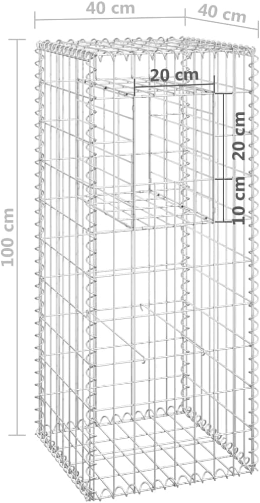 2pcs Galvanized Steel Gabion Basket Post/Planter Raised Bed Gabion Raised Bed to Fill with Rocks or Gravel Stable Durable Gabion Post 15.7x15.7x39.4 -AA