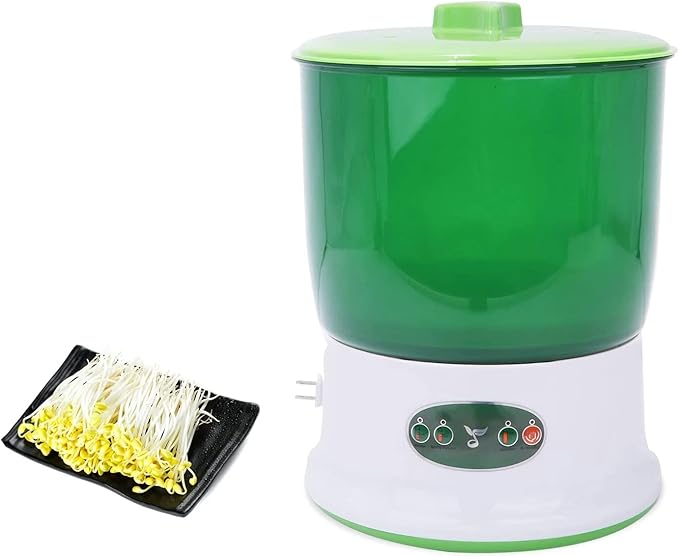 Home Smart Bean Sprout Machine Fully Automatic Seed Sprouting Kit Automatic Soaking Beans and 360° Rotating Spraying Design Large-Capacity Sprouting Seedling Machines for Homemade Bean Sprouts