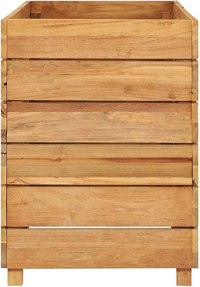 Wooden Raised Bed with a Steel Rack Recycled Teak Raised Planter Garden Box with Legs Wood Raised Garden Bed Planter for Vegetables Grass Lawn Yard 39.4x15.7x21.7
