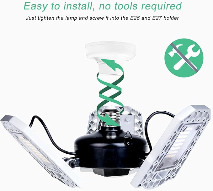 LED Grow Lights 297 LEDs Full Spectrum Plant Light with Folding Three Leaves Growing Lamp for Greenhouse Succulent Vegetables