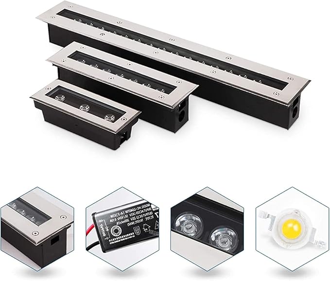 Led Spot Lights - Outdoor Buried Lights Ultra-Thin Recessed Patio Floor Light IP67 Waterproof Decorate Long Strip Landscape Lights for Outdoor Sidewalk GarBlue-24w