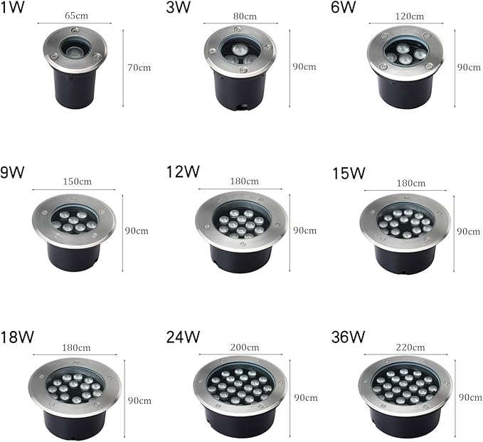 Outdoor Ground Light Low Voltage Round Landscape Lamp IP65 Waterproof LED Underground Light for Driveway Garden Pathway Patio
