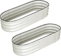 2 Pcs 4.5x2x1ft Galvanized Raised Garden Bed OutdoorPlanters for Outdoor PlantsOpen-Ended Base Planter Raised BoxesOval Metal Planter Box for Vegetables Flowers FruitsRubber Edge White