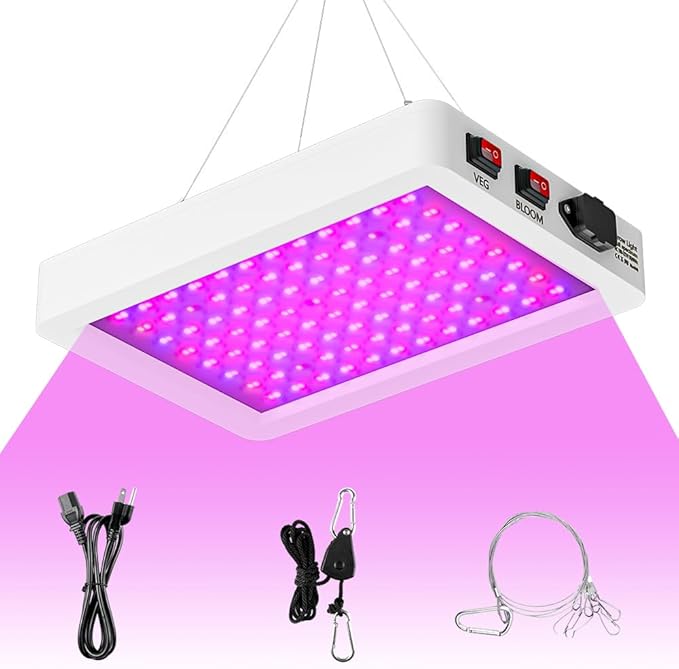 300W Full Spectrum LED Grow Light Sunlight 110V Plant Fill Lamp Veg/Bloom 2Modes Dimmable Red Blue Indoor Planting Lighting UV IR Greenhouse Tent Flower Succulent Seed Hydroponic Lighting Hook US Plug