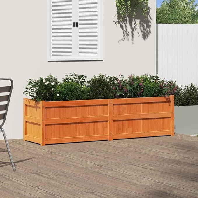 Wooden Raised Garden Bed Garden Planter Box Outdoor Wood Raised Garden Bed for Planting Plants Vegetables Wax Brown 70.9x19.7x19.7 Solid Wood Pine-262