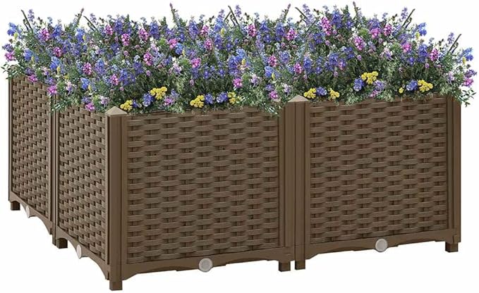 Raised Bed Brown Polypropylene Medium Raised Bed Square Gardening Pots &amp Planters 316525