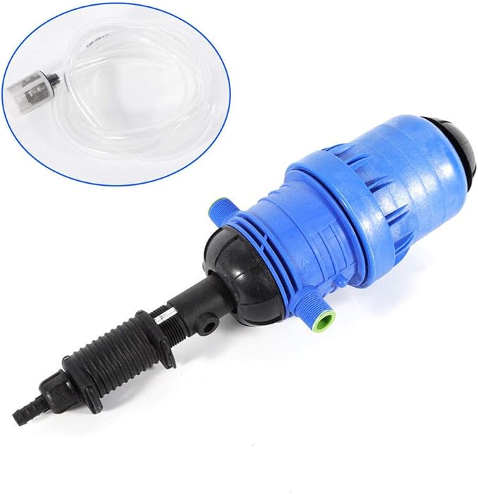 KANING Adjustable Automatic Fertilizer Injector Water Powered Chemical Liquid Doser Dispenser 20-2500 L/H Drip Irrigation Injector Dosing Pump for Industry Garden Hose Livestock (Blue)