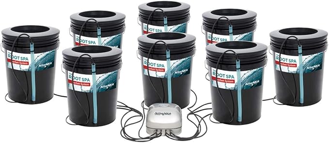 Hydrofarm RS5GAL8SYS Root Spa 8 5 Gallon Bucket System Black