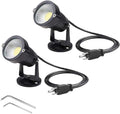 Bright Outdoor Wall Mount Spotlight 5W COB Garden Yard Path Landscape Lighting Decorative Walls Trees Flags Lamp with Round Base and Power Plug Pack of 2 (Cool White)