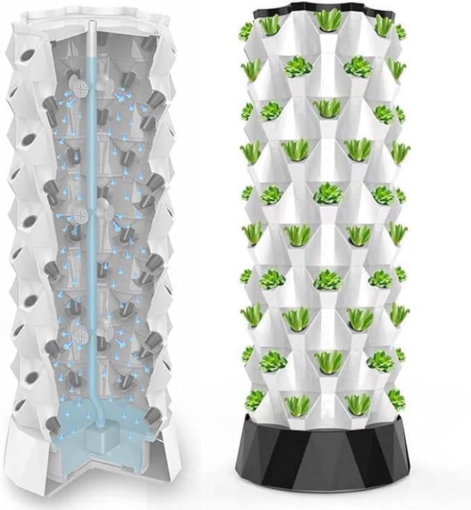 48/64/80Holes Hydroponic Growing kit - Aeroponic Tower Garden with Self-Watering - Vertical Grow Tower for Indoor Gardening - Grow Herbs Fruits &amp Vegetables(8floors)
