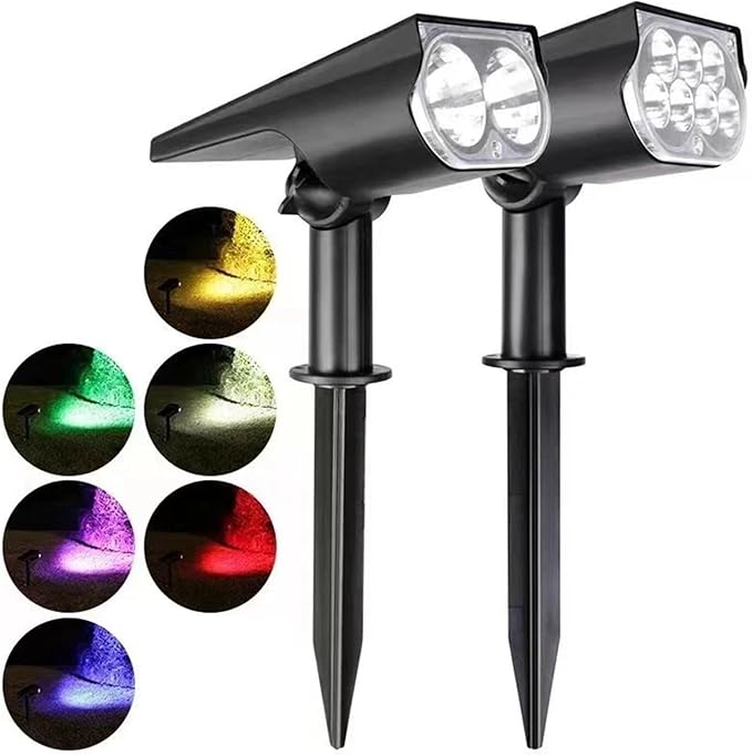 1Pcs Solar Powered 7LED Lamp Adjustable Solar Spotlight In-Ground IP65 Waterproof Landscape Wall Light Outdoor Lighting(Warm White-1)