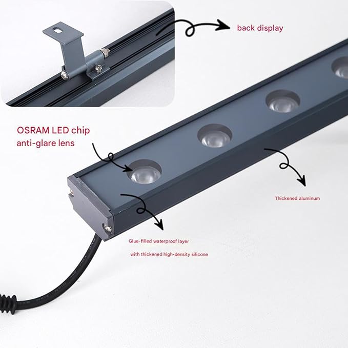 18W LED Wall Washer Light Strip - IP65 Waterproof Outdoor Spotlight for Landscape Patio Garden &amp Church Lighting - AC85-265V Warm White Energy-Efficient Beam
