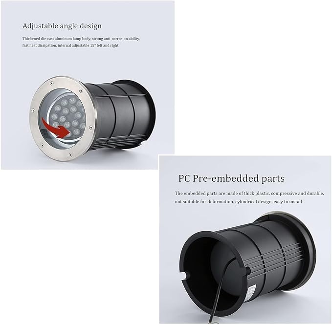Outdoor Recessed LED Ground Spotlight - Ground Landscape Light AC85-110V Adjustable Angle Underground Light IP65 Waterproof Garden Buried Lights/for Driveway Deck Step Round Landscape Lamp ( Co