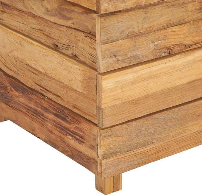 Raised Bed Recycled Teak Raised Planter with Wooden Legs and Steel Rack Bottom for Flowers Vegetables Weather Resistant Outdoor Planting Box Container 39.4x15.7x28.3