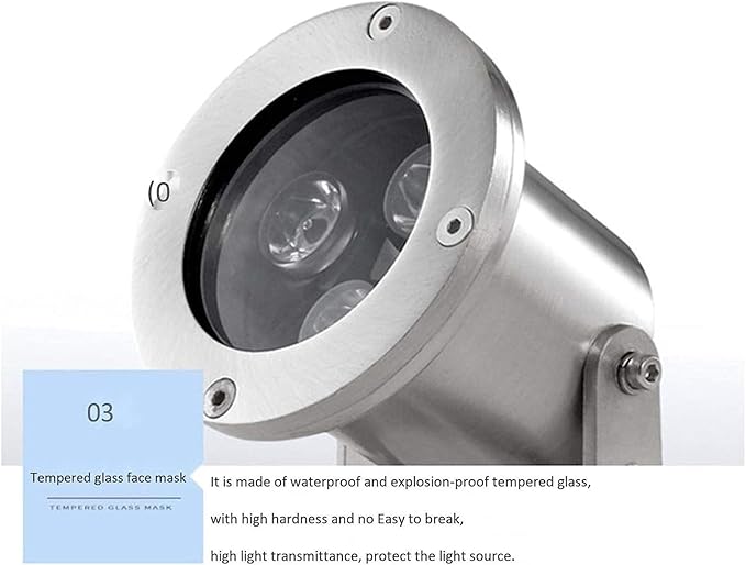 LED Beam Spotlight - IP68 Waterproof Stainless Steel LED Landscape Lighting Fixture 12/24V Underwater Pond Brightening Light Panel Spotlight for Garden SquareRGB (Red Green Blue) 3W(24V)