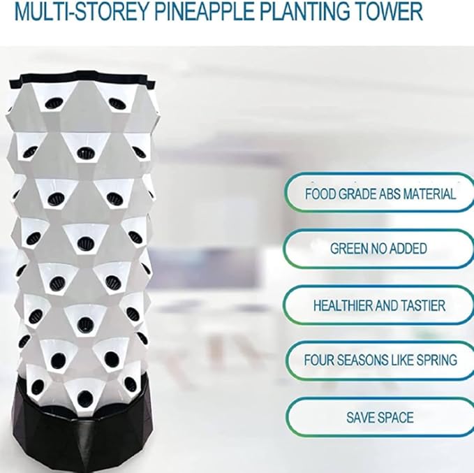 48/64/80Holes Hydroponics TowerHydroponic Growing Hydroponic Vertical Tower Self-Watering Growing for Herbs Fruits and Vegetables with Water Pump Adapter Net Pots6Floors