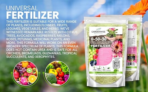 0-50-30 Universal Premium Bud and Bloom Booster Increases Flowering &amp Yield for Use in Soil and Hydroponics Super Concentrated Flower Fuel (1/2 LBS)