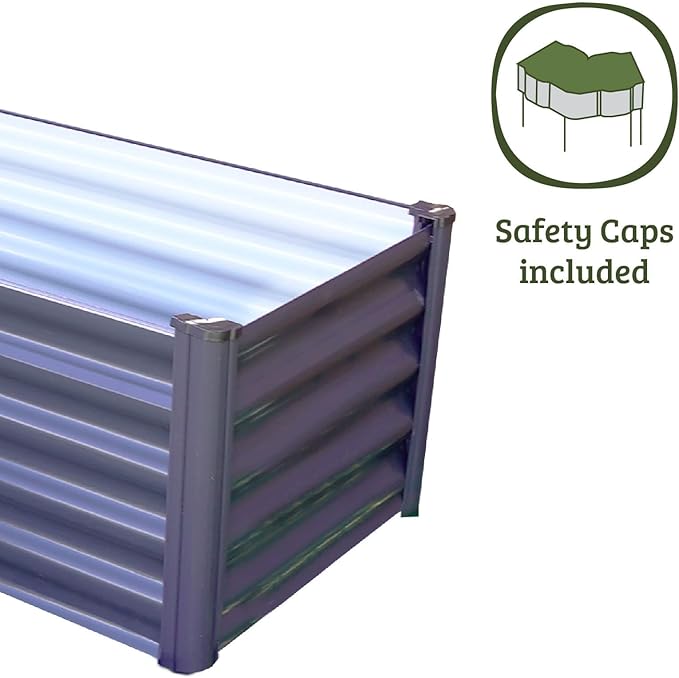ABSCO Premium Galvanized DIY 4' x 3' L Shaped Garden Bed DIY with Easy Assembly and Superior Drainage Woodland Gray Galvanized Steel Metal Planter Garden Planter Box with 14 Walls for All Plants