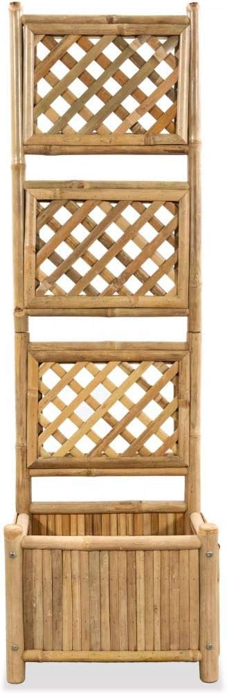 Wooden Garden Planter with Trellis Lattice Panels Freestanding Wood Plant Raised Bed for Outdoor Climbing Planting Yard Patio Decoration Acacia Wood