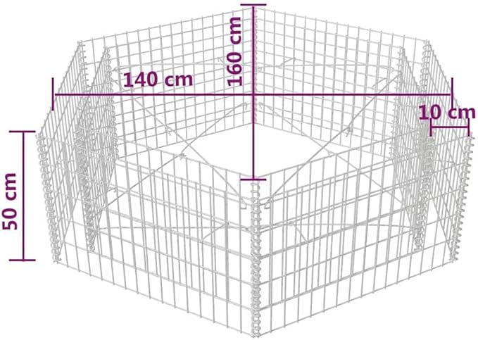 Galvanized Steel Gabion Planter for Outdoor Gardening - Large Metal Box for Flower Vegetable and Herb Beds 63x55.1x19.7