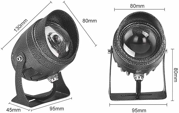 10W LED Floodlight - Long Range Spotlight Rotating Narrow Beam IP65 Waterproof Outdoor Architectural Lighting (White B-AC85-265V) &amp Yellow A-AC85-265V
