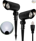 30W LED Landscape Spotlight Flag Pole Light110-260V Outdoor Spotlights Weatherproof Landscape Lighting with Stake US 3-Plug 8.2FT Cord 2PACK 3000LM(6000K Cool White)
