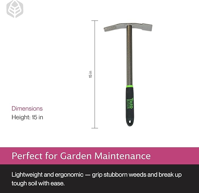 Yard Butler Terra Garden Weeder Hand Tool ITT-1W - Essential Gardening Tool for Yardwork - Power-Coated Steel Construction - Comfortable Grip - Long-Lasting - Rust-Resistant