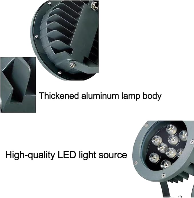 12W IP65 Waterproof LED Tree Spotlight - Round Outdoor Flood Light AC 220V Plug-in Landscape Projector for Garden and Lawn (Red)