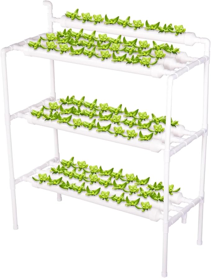 Hydroponics Growing System Kit Aquaponics Growing System3 Layers/90 Sites Food PVC Pipes Planting Vegetables Garden Tools for VegetablesFruitsPlant(Upgraded Version)