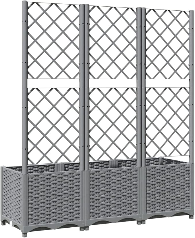 Light Grey Rectangular Garden Planter for Climbing Plants Durable Polypropylene 47.2 x 15.7 x 53.5 Inch Indoor Outdoor Use