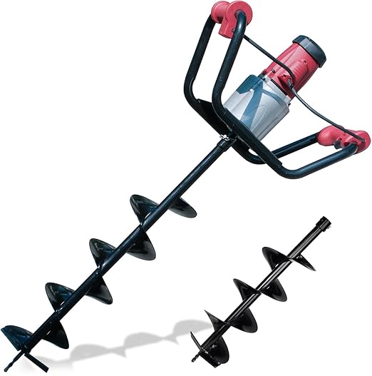 DC HOUSE 1500W Electric Post Hole Digger Earth Auger Hole Digger Digging Tools Auger with 6 Digging Bit Set with Reverse Function Prune Farmland and Garden