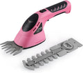 Lichamp 2-in-1 Electric Hand Held Grass Shear Pink Hedge Trimmer Shrubbery Clipper Cordless Battery Powered Rechargeable for Garden and Lawn CGS3602PK Pink