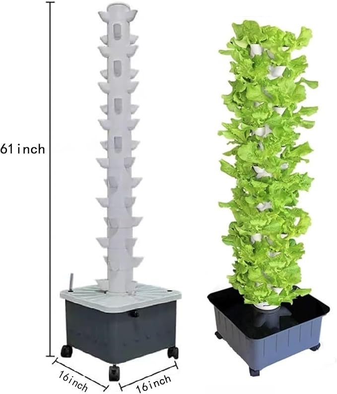 Aeroponic Tower Hydroponics Growing System 45 Pods Vertical Indoor Garden Kit with Auto Watering Pump Germination Kit for Herbs Flowers