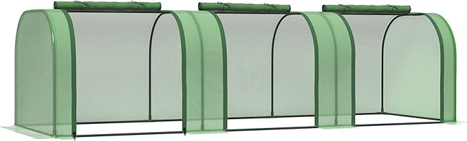 10' x 3' x 2.5' Greenhouse Portable Tunnel Green House with Roll Up Zippered Doors UV Waterproof Cover Steel Frame Green